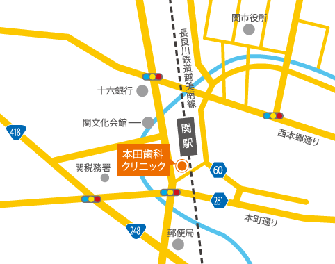 本田歯科クリニックへのアクセス地図